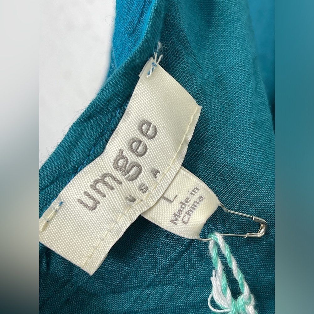 Umgee Teal Sleeveless Boho Tunic Macrame Detail Soze Large - Picture 3 of 8